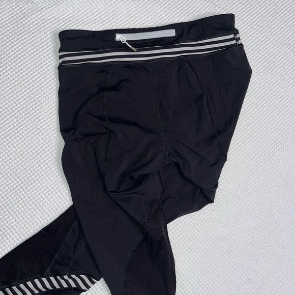 Lululemon Cropped Black with White Stripes Leggings - Picture 3 of 7